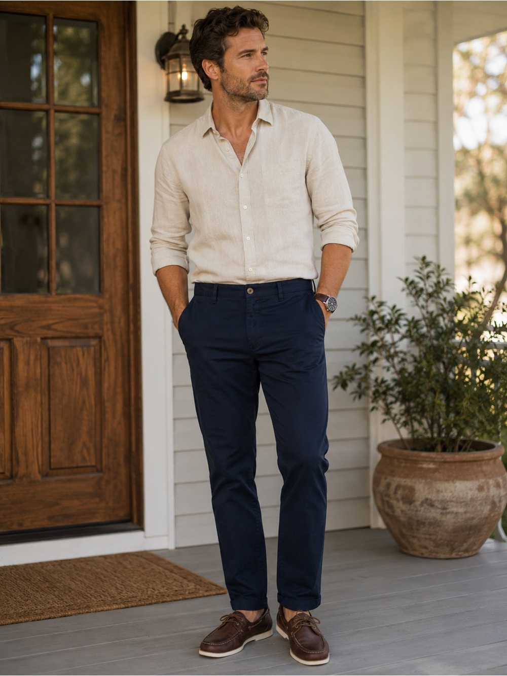 Nautica Dark Navy Slim Chinos Flat Front Casual Dress Pants